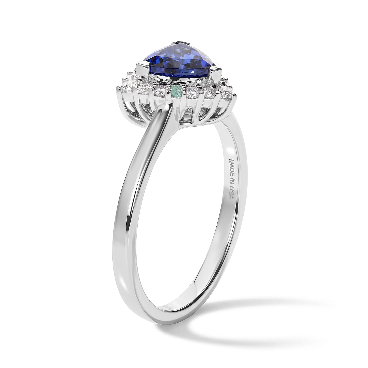 Certified and Appraised D'Joy Premium Tanzanite, Paraiba Tourmaline and Moissanite 1.50 ctw Ring in Rhodium Over Sterling Silver (Size 6.0)
