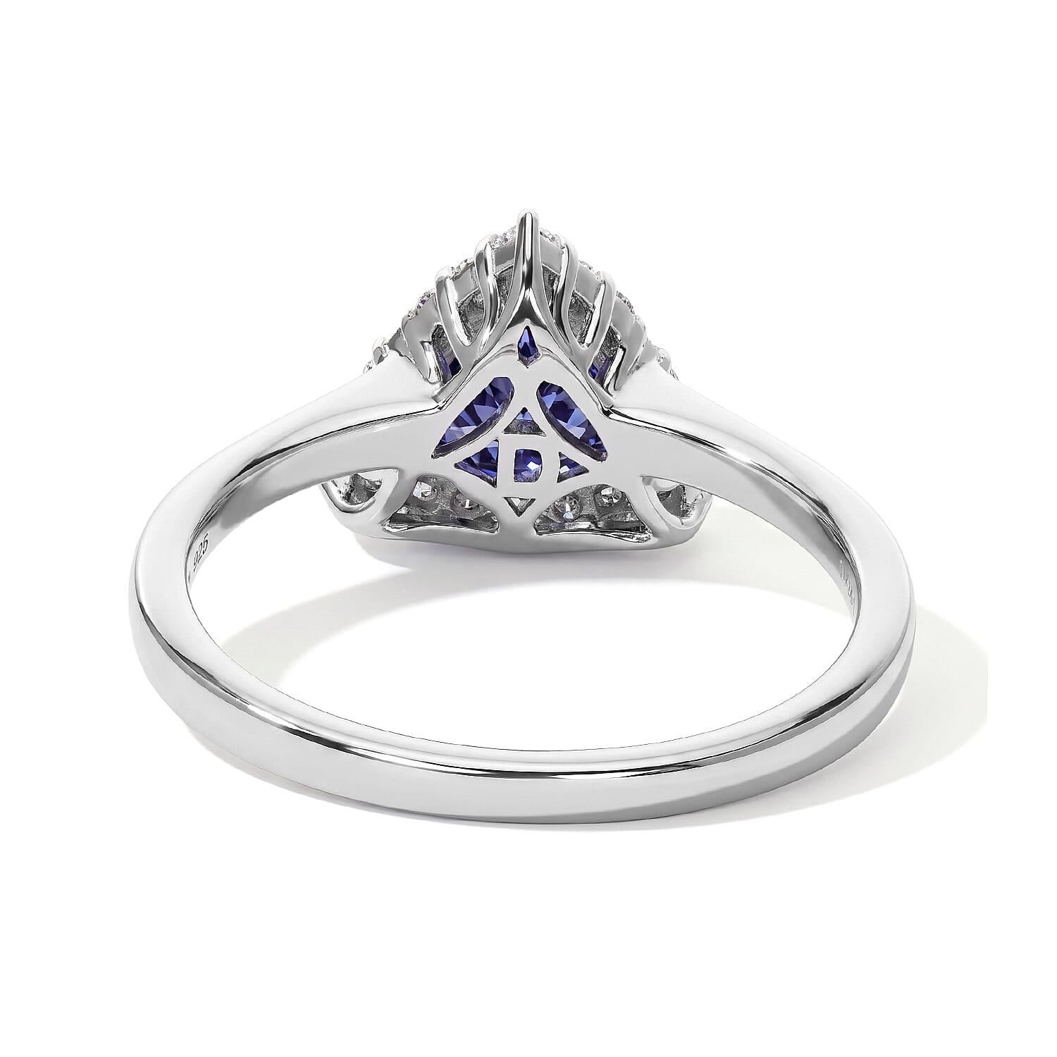 Certified and Appraised D'Joy Premium Tanzanite, Paraiba Tourmaline and Moissanite 1.50 ctw Ring in Rhodium Over Sterling Silver (Size 6.0)