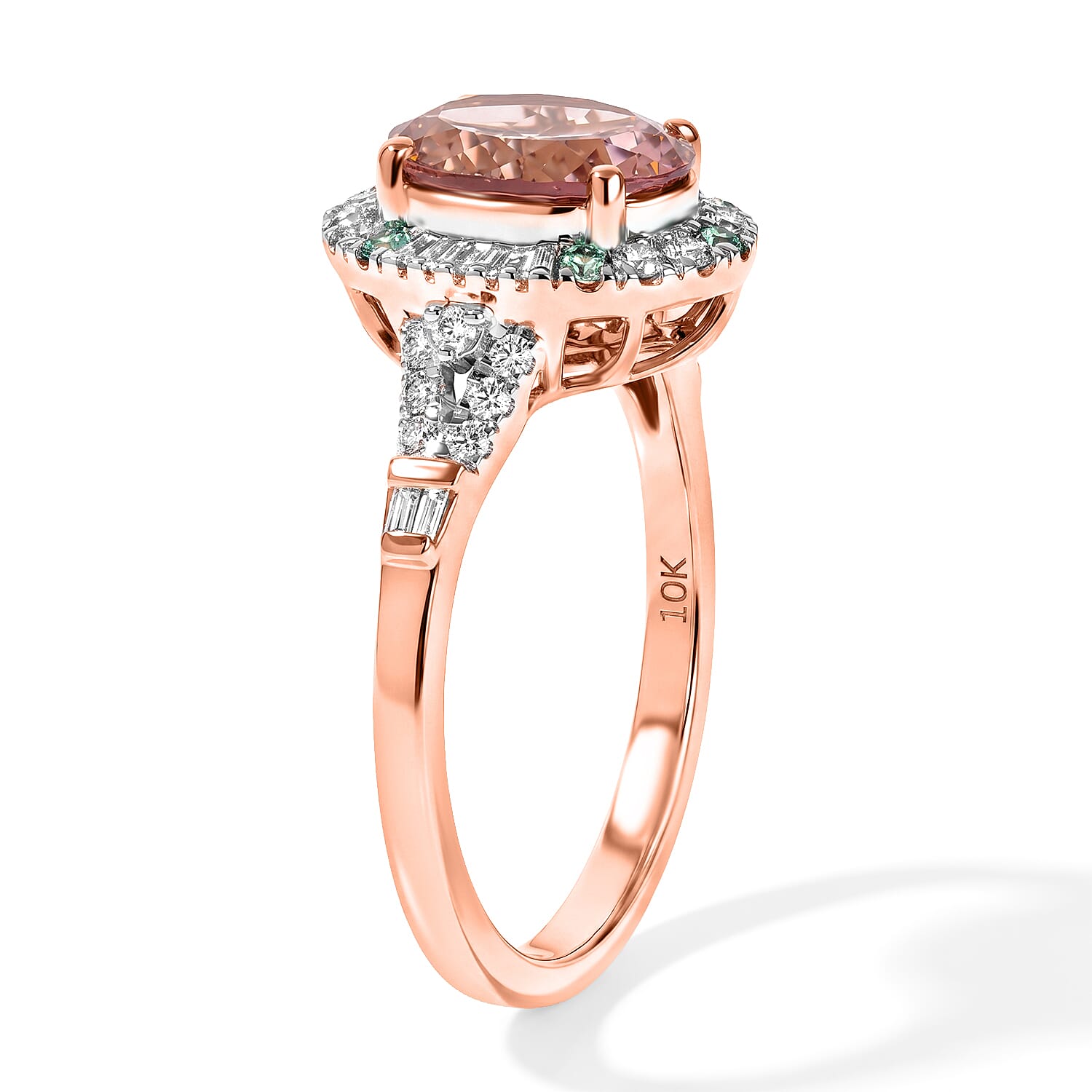 Certified and Appraised Luxoro AAA Pink Tourmaline, Paraiba Tourmaline and Diamond I2 2.20 ctw Ring in 10K Rose Gold (Size 7.0)