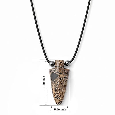 Arrowhead Paint Brush Jasper 32.00 ctw Cord Necklace (15 Inches)