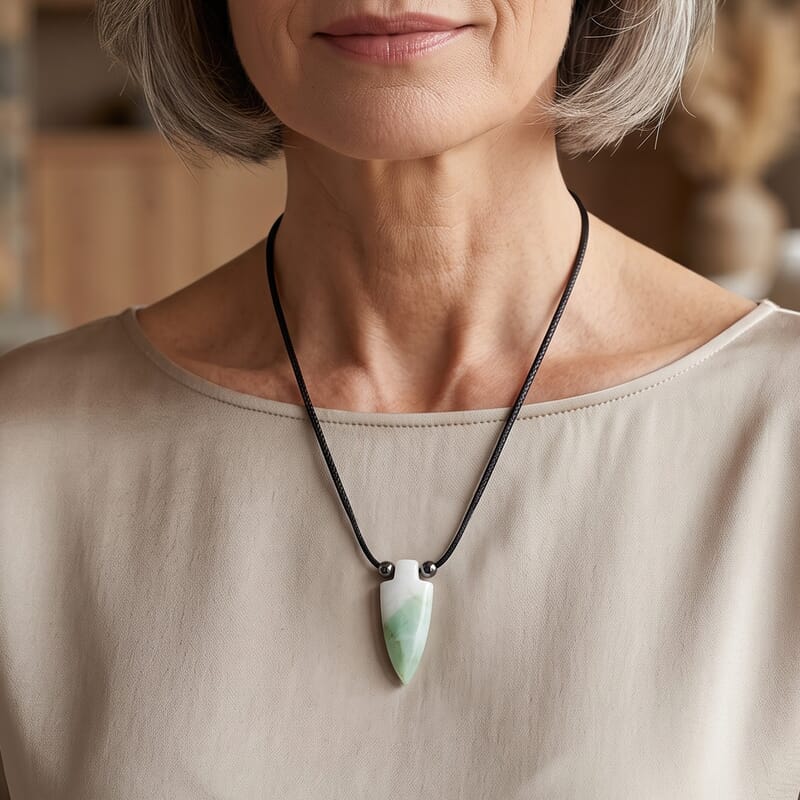 Arrowhead Chrysoprase 32.00 ctw Cord Necklace (15 Inches)