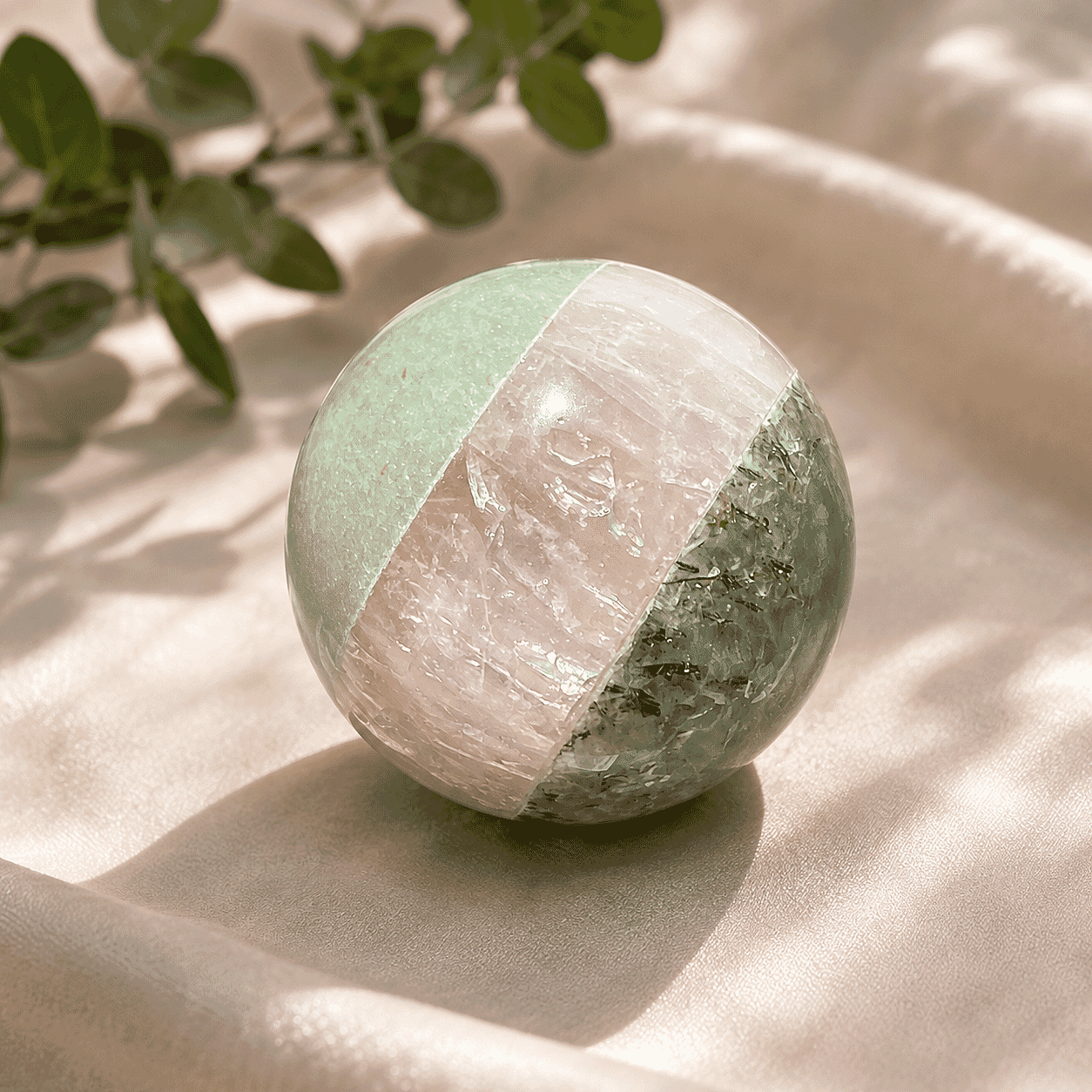 Green Aventurine Rose Quartz and Prehnite Sphere 1.5-2 Approx 920Ctw