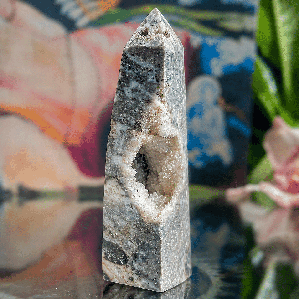 Druzy Geode Quartz with Blue Chalcedony Obelisk 4-5 Approx 1675Ctw