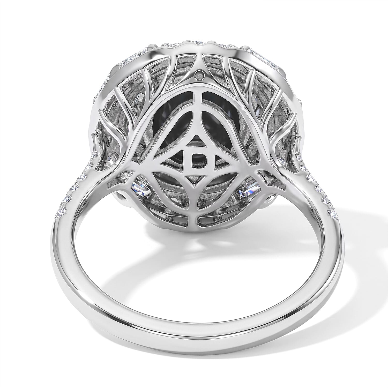 Certified and Appraised D'Joy Premium Australian Black Ridge Opal Triplet and Moissanite 2.58 ctw Ring in Rhodium Over Sterling Silver (Size 8.0)