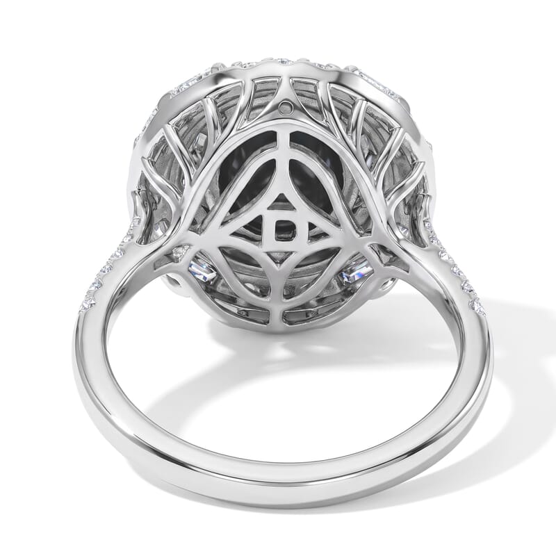 Certified and Appraised D'Joy Premium Australian Black Ridge Opal Triplet and Moissanite 2.58 ctw Ring in Rhodium Over Sterling Silver (Size 8.0)