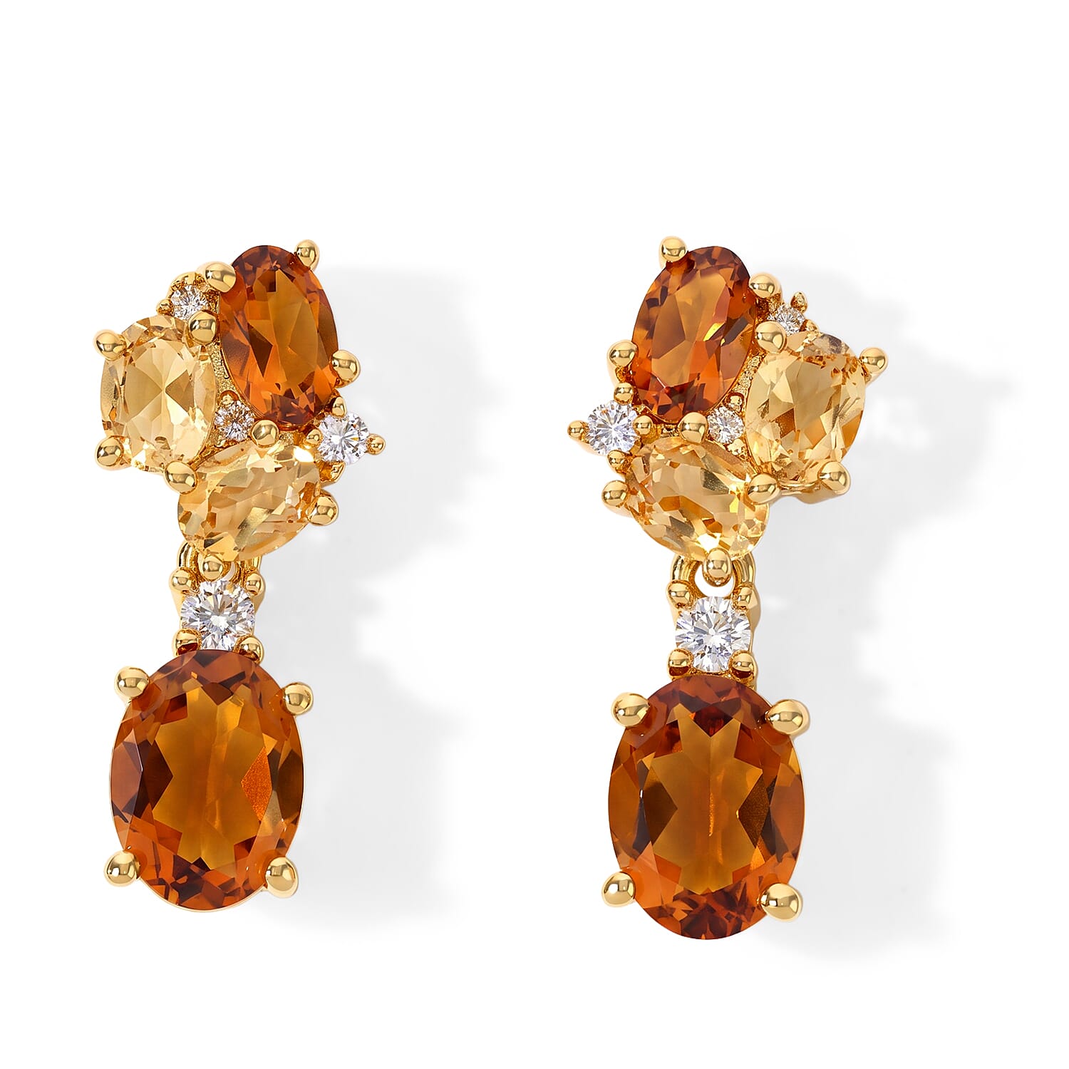 EverTrue Santa Ana Madeira Citrine and Multi Gemstone 2.70 ctw Earrings in 18K YG Plated