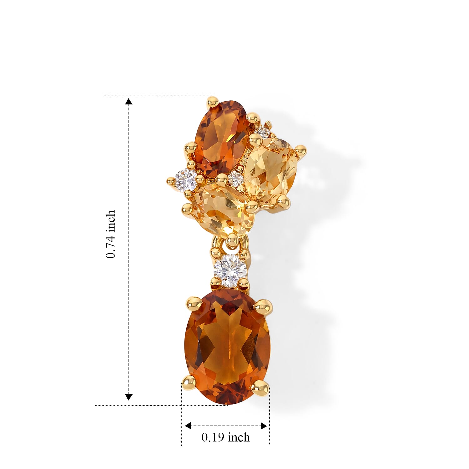 EverTrue Santa Ana Madeira Citrine and Multi Gemstone 2.70 ctw Earrings in 18K YG Plated