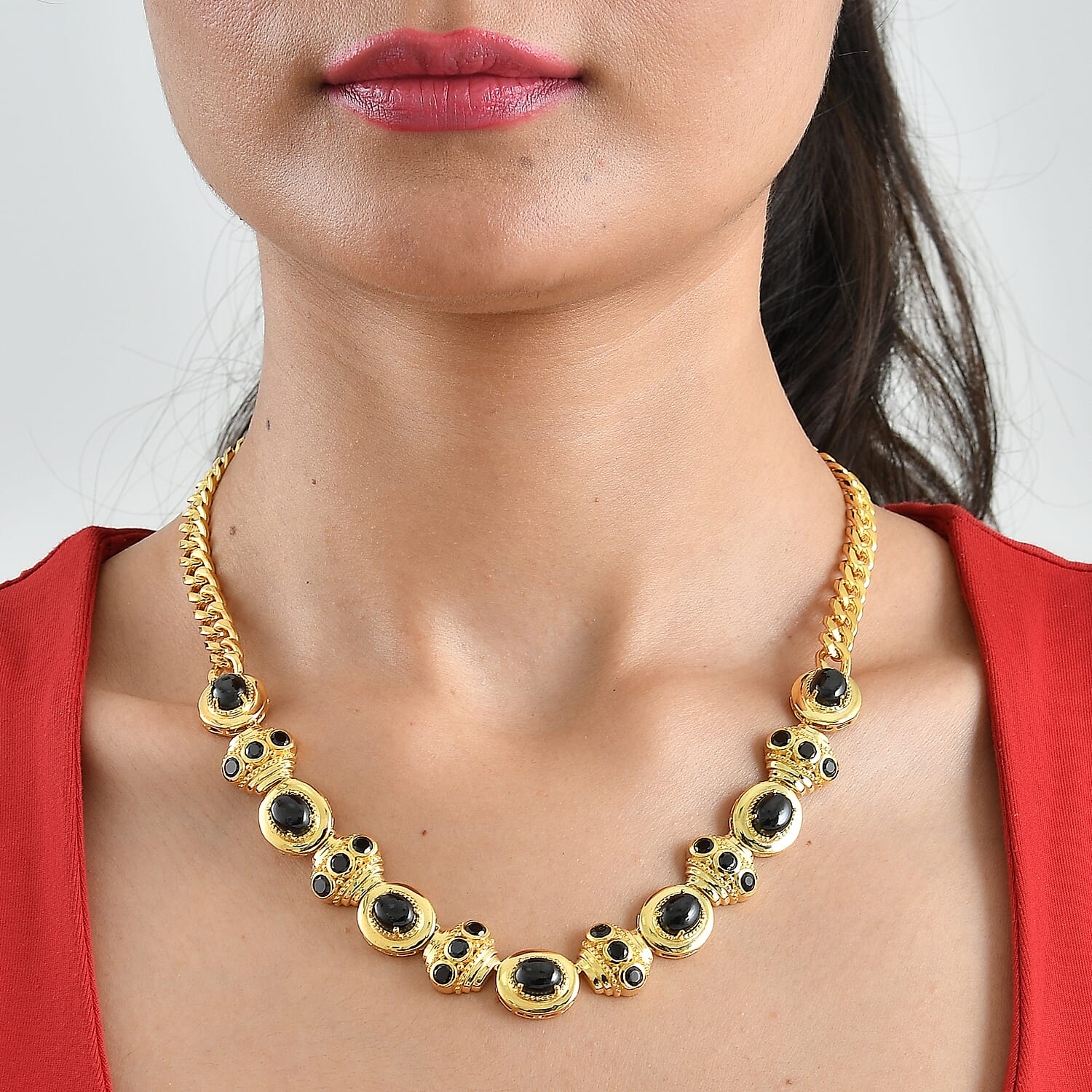 EverTrue Black Spinel 26.40 ctw Necklace in 18K YG Plated 18 Inches