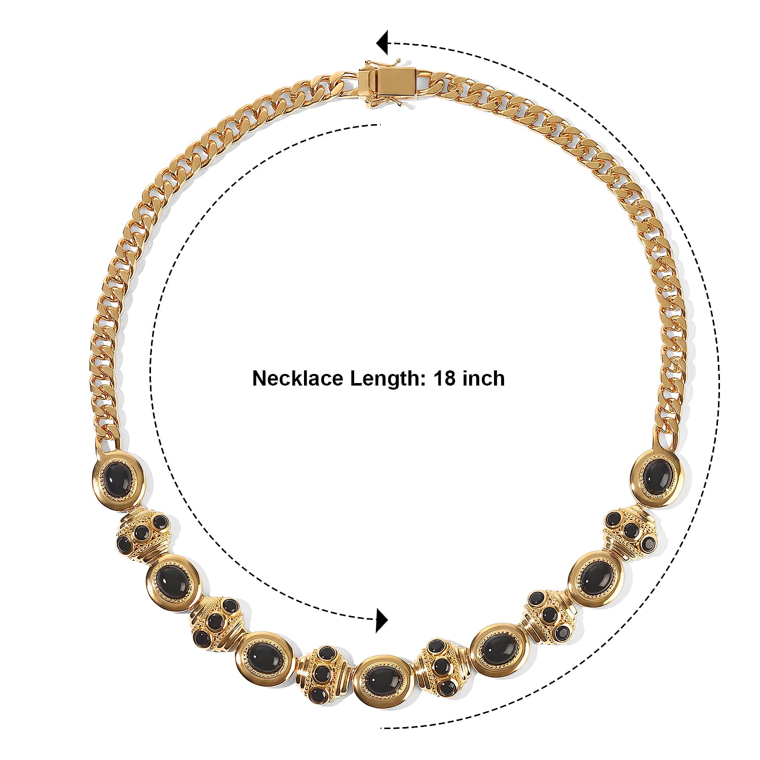 EverTrue Black Spinel 26.40 ctw Necklace in 18K YG Plated 18 Inches