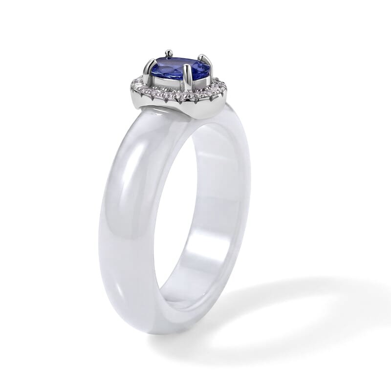 D'Joy Tanzanite, Moissanite and Natural Jade Band 20.20 ctw Men's Ring in Rhodium Over Sterling Silver (Size 9.0)
