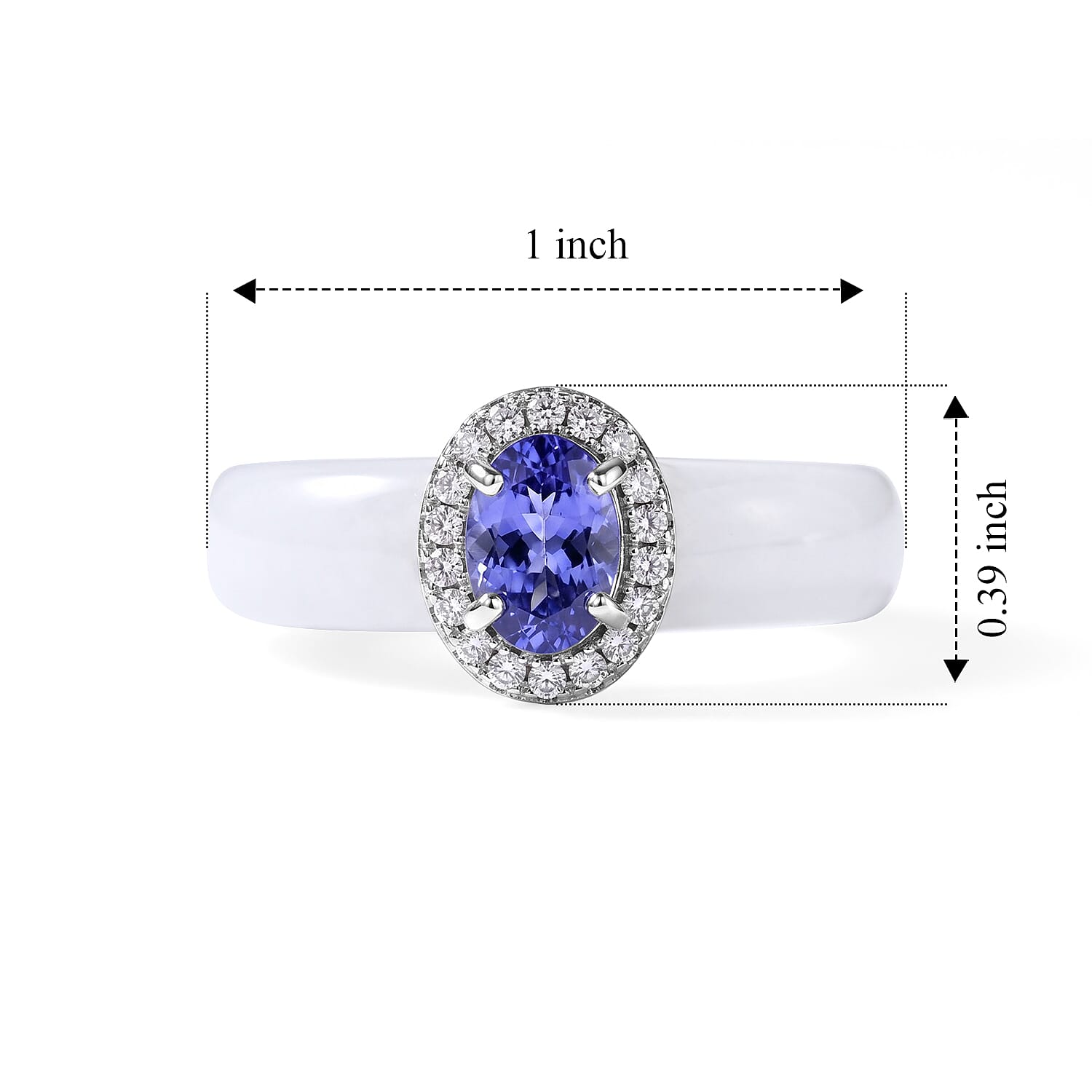 D'Joy Tanzanite, Moissanite and Natural Jade Band 20.20 ctw Men's Ring in Rhodium Over Sterling Silver (Size 9.0)