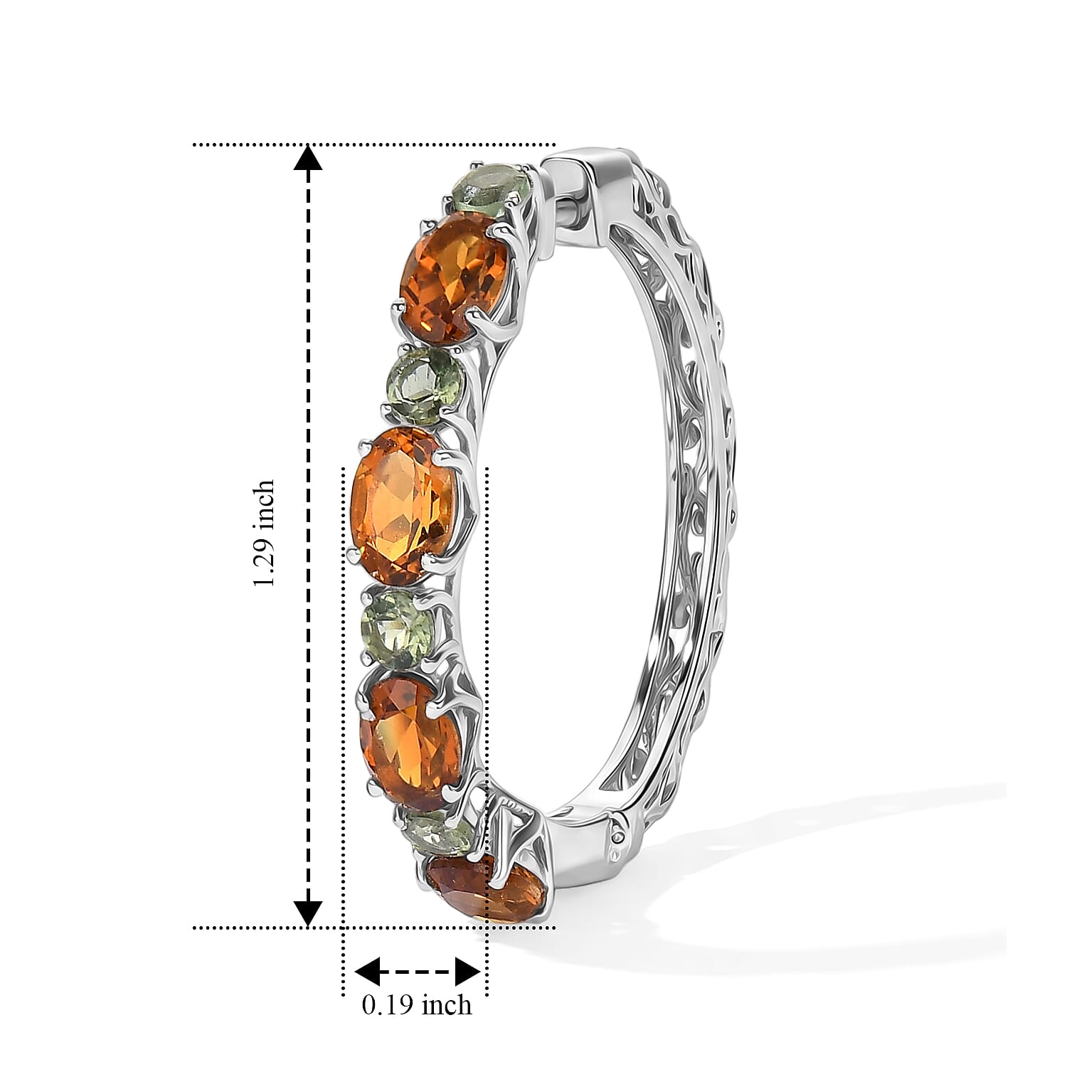 D'Joy Santa Ana Madeira Citrine and Natural Green Apatite 4.50 ctw Garden Link Hoop Earrings in Rhodium Over Sterling Silver