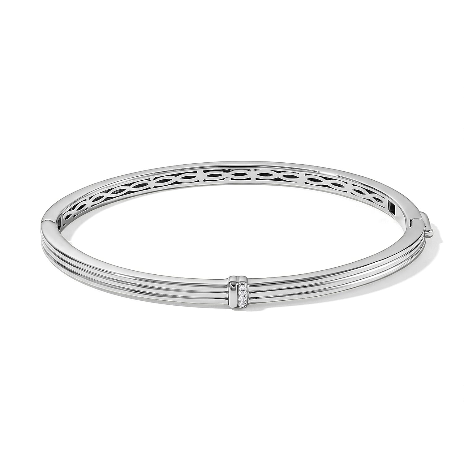 EverTrue White Diamond Assent Bangle Bracelet in Platinum Bond (8.00 In)