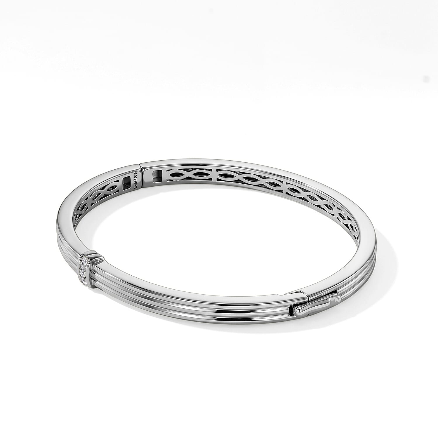 EverTrue Diamond Accent Bangle Bracelet in Platinum Bond (8.00 In)