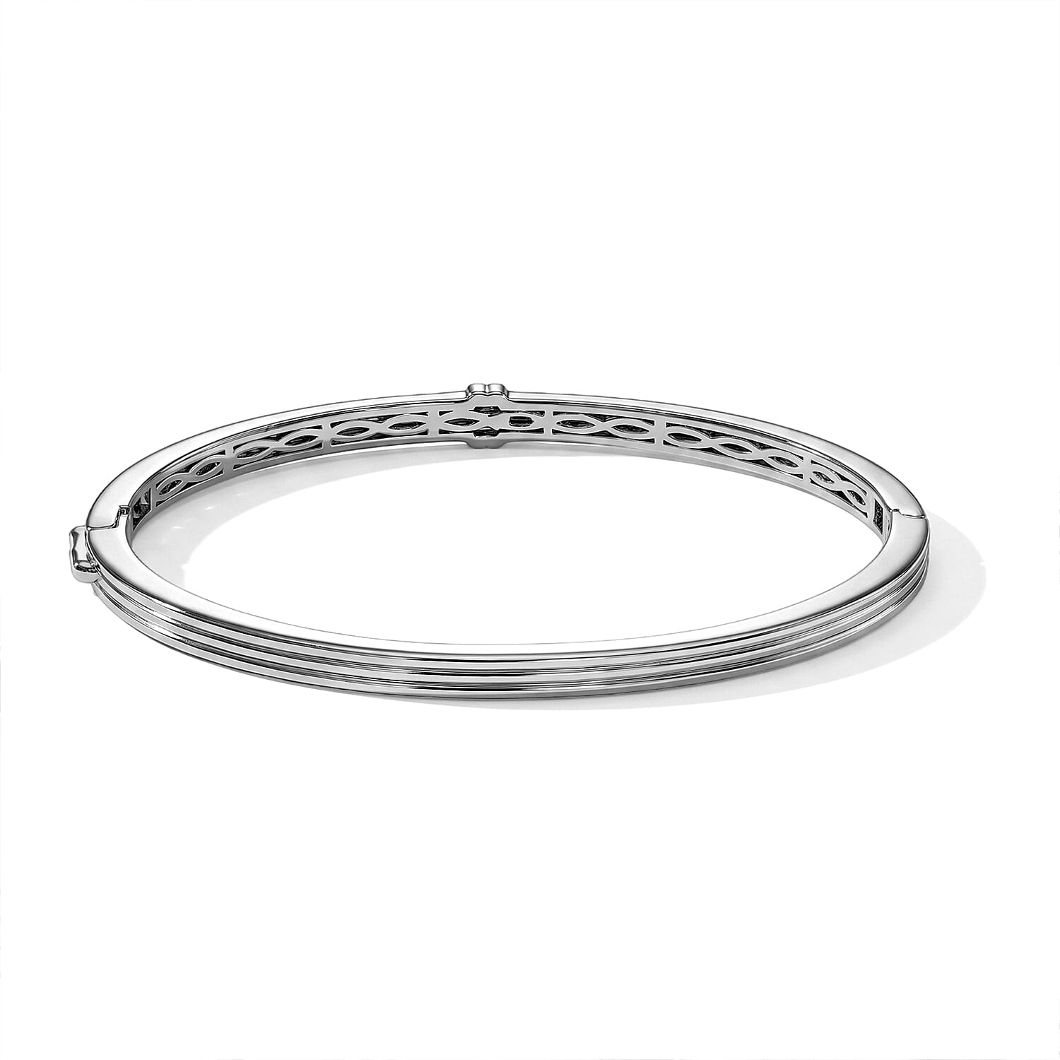 EverTrue Diamond Accent Bangle Bracelet in Platinum Bond (8.00 In)