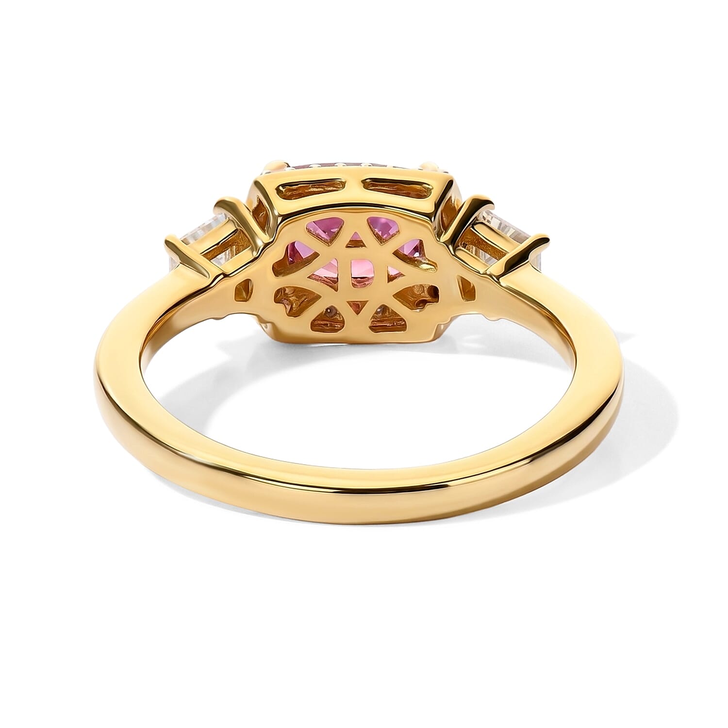 D'Joy Premium Tanzanian Wine Garnet and Moissanite 1.60 ctw Wine Elegance Ring in 18K Vermeil Yellow Gold Over Sterling Silver (Size 5.0)