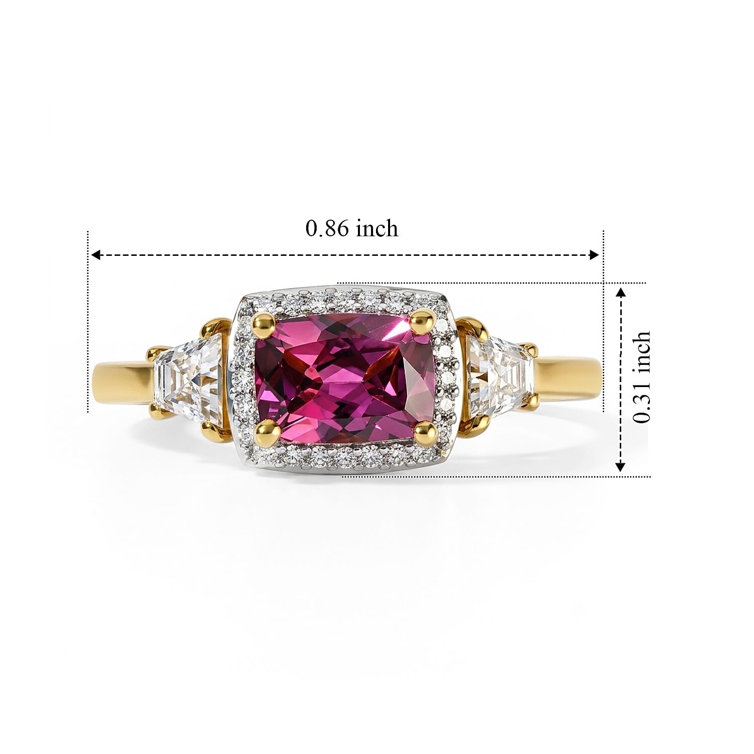 D'Joy Premium Tanzanian Wine Garnet and Moissanite 1.60 ctw Wine Elegance Ring in 18K Vermeil Yellow Gold Over Sterling Silver (Size 5.0)