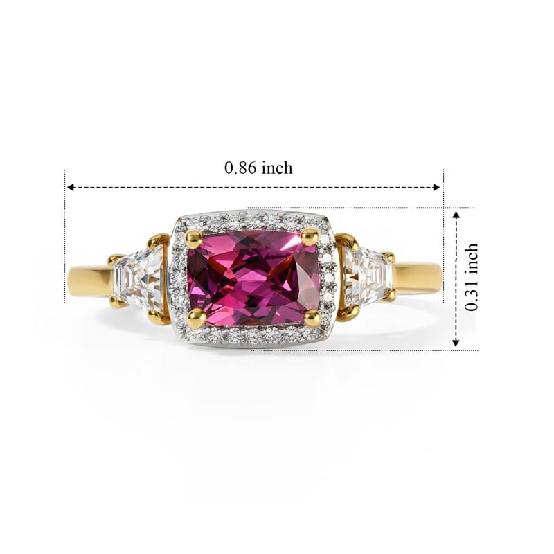 D'Joy Premium Tanzanian Wine Garnet and Moissanite 1.60 ctw Wine Elegance Ring in 18K Vermeil Yellow Gold Over Sterling Silver (Size 5.0)