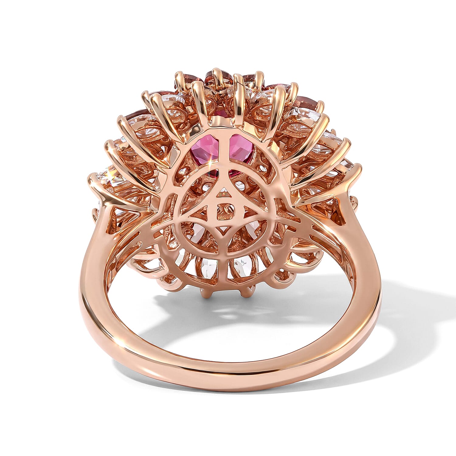 D'Joy Premium Tanzanian Wine Garnet and Multi Gemstone 6.60 ctw Ring in 18K Vermeil Rose Gold Over Sterling Silver (Size 6.0)