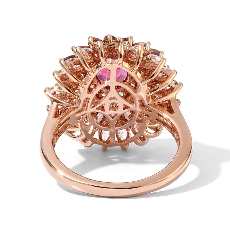 D'Joy Premium Tanzanian Wine Garnet and Multi Gemstone 6.60 ctw Ring in 18K Vermeil Rose Gold Over Sterling Silver (Size 6.0)