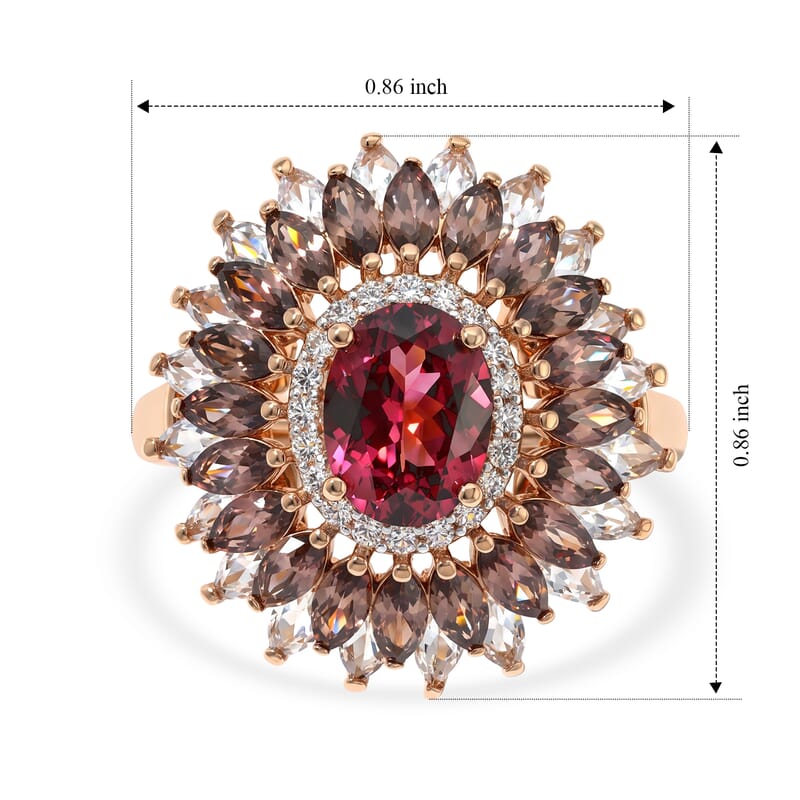 D'Joy Premium Tanzanian Wine Garnet and Multi Gemstone 6.60 ctw Ring in 18K Vermeil Rose Gold Over Sterling Silver (Size 6.0)
