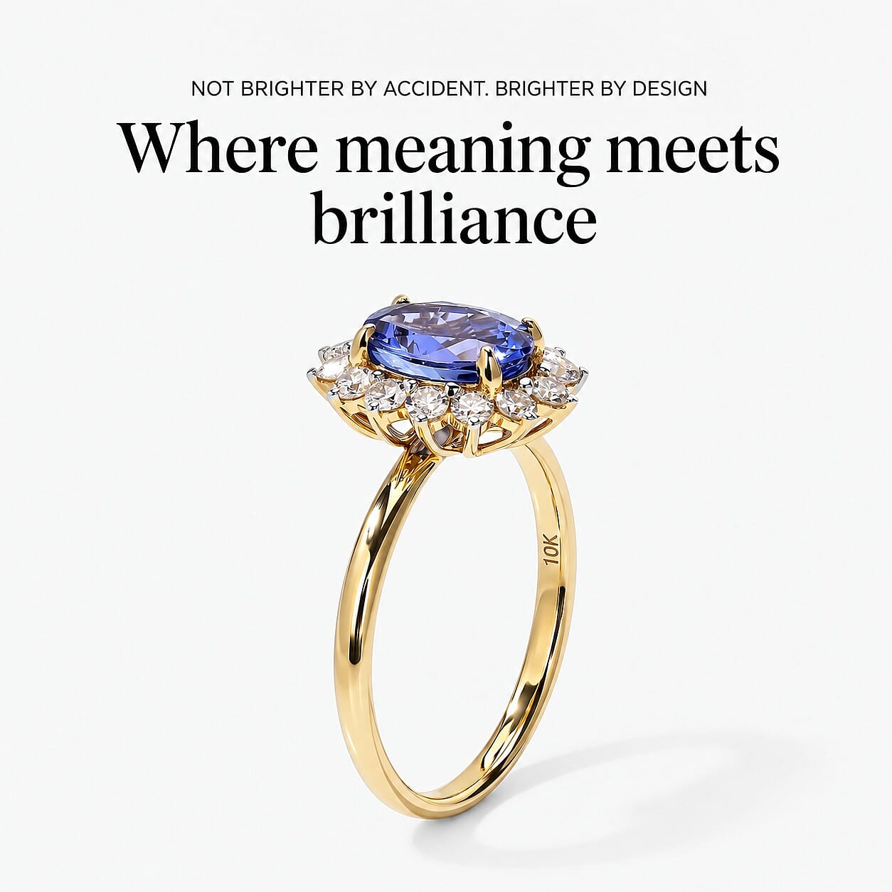 Premium Tanzanite and Luxuriant Lab Grown Diamond E-F VS 1.15 ctw Sunburst Ring in 10K Yellow Gold (Size 10.0)