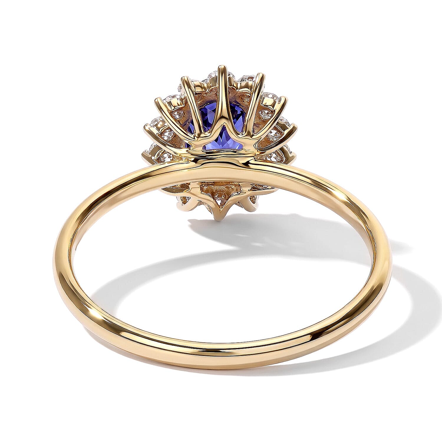 Premium Tanzanite and Luxuriant Lab Grown Diamond E-F VS 1.15 ctw Sunburst Ring in 10K Yellow Gold (Size 10.0)