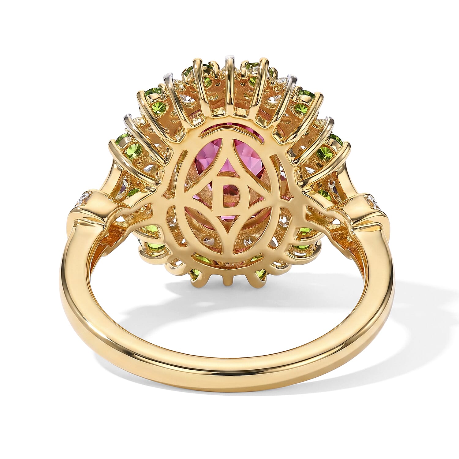 D'Joy Premium Tanzanian Wine Garnet and Multi Gemstone 2.50 ctw Blazing Forest Ring in 18K Vermeil Yellow Gold Over Sterling Silver (Size 6.0)