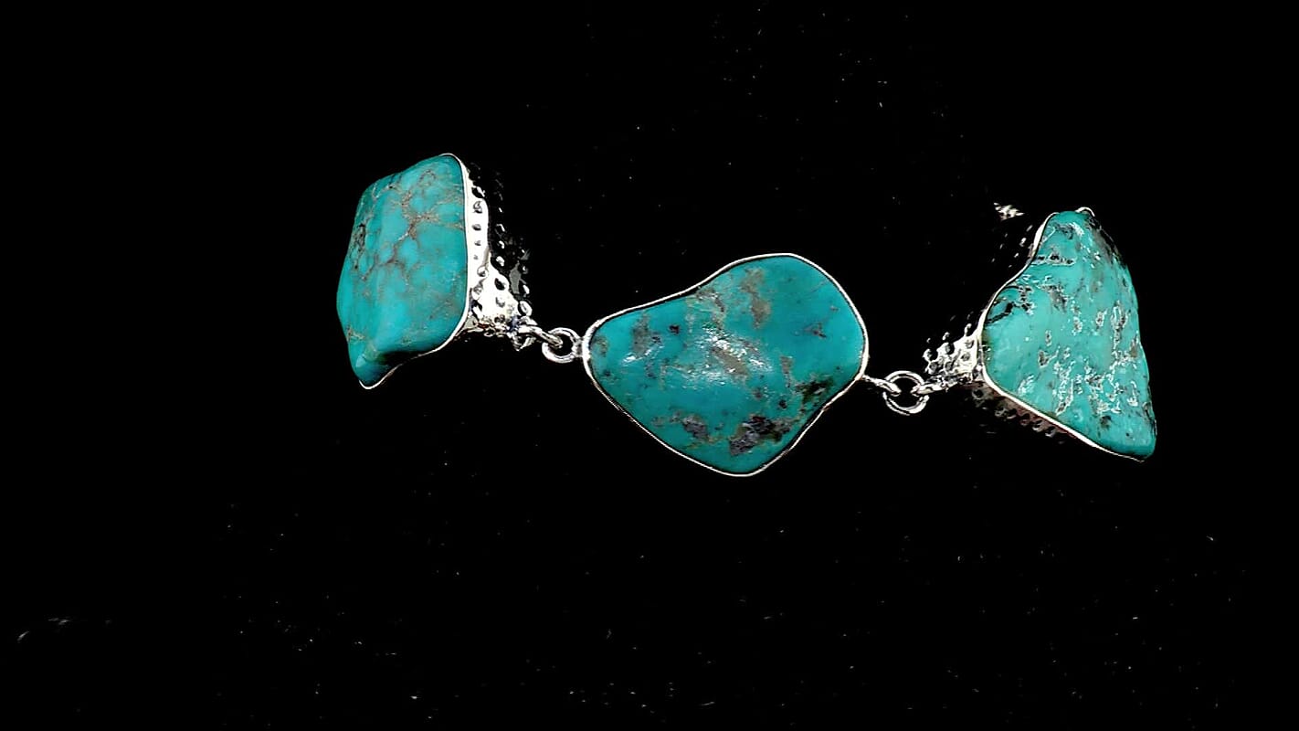 D''Joy Artisan Crafted Royal Hubie Turquoise 60.00 ctw Bracelet in Sterling Silver (7.25 In)