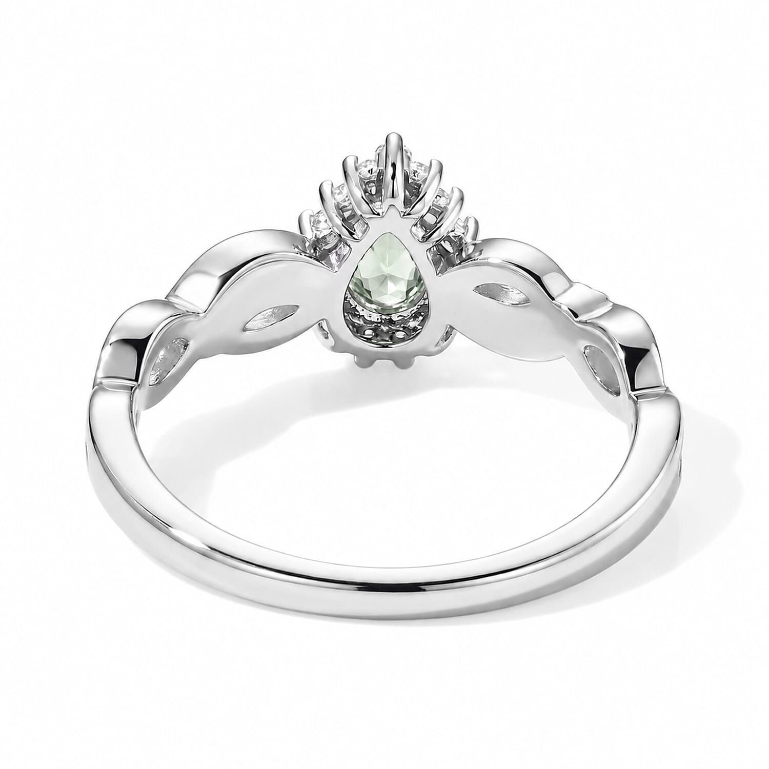 EverTrue Hebei Peridot and Simulated Dimaond 0.70 ctw Ring in Platinum Bond (Size 6.0)