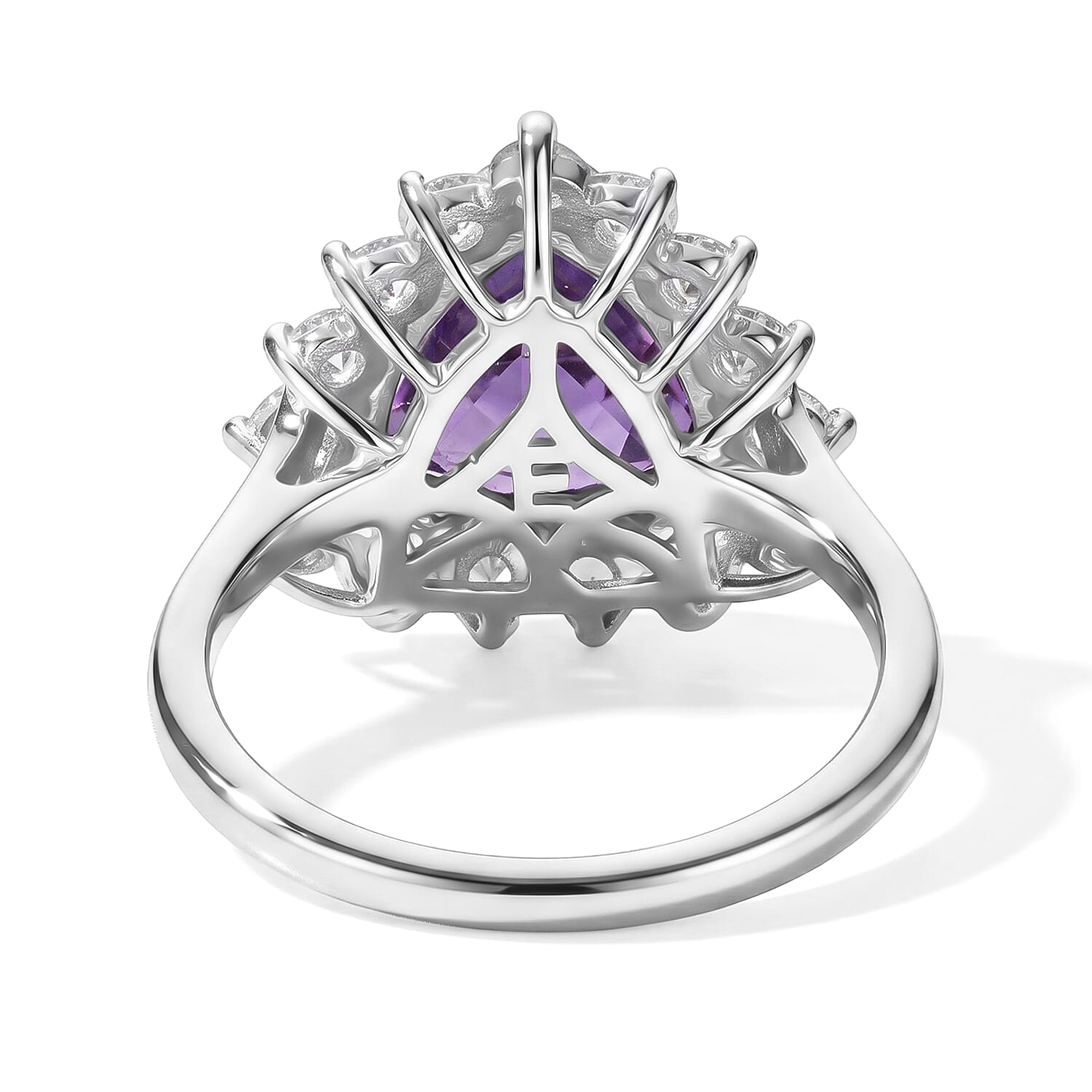 EverTrue Lab Grown Color Change Sapphire and Lab Created White Sapphire 6.10 ctw Cluster Ring in Platinum Bond (Size 5.0)
