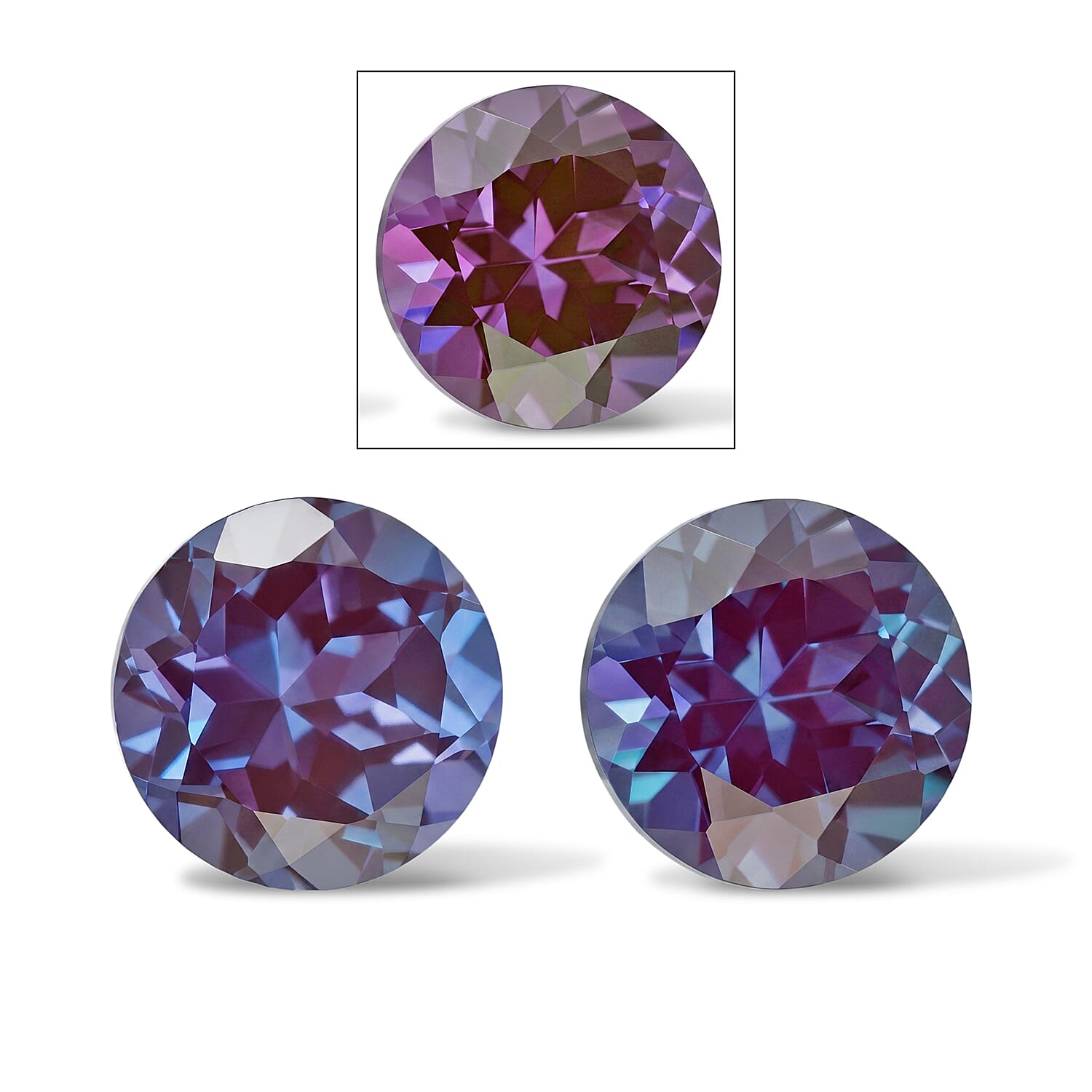 Lab Grown Alexandrite Set of 2 (Rnd 6.5 mm) 2.66 ctw