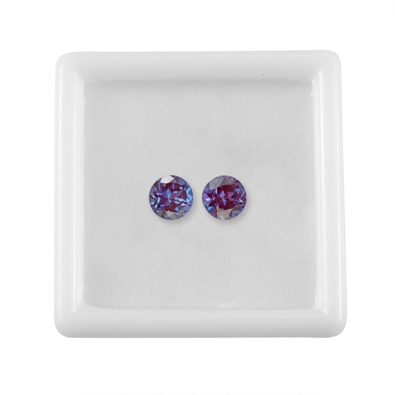 Lab Grown Alexandrite Set of 2 (Rnd 6.5 mm) 2.66 ctw