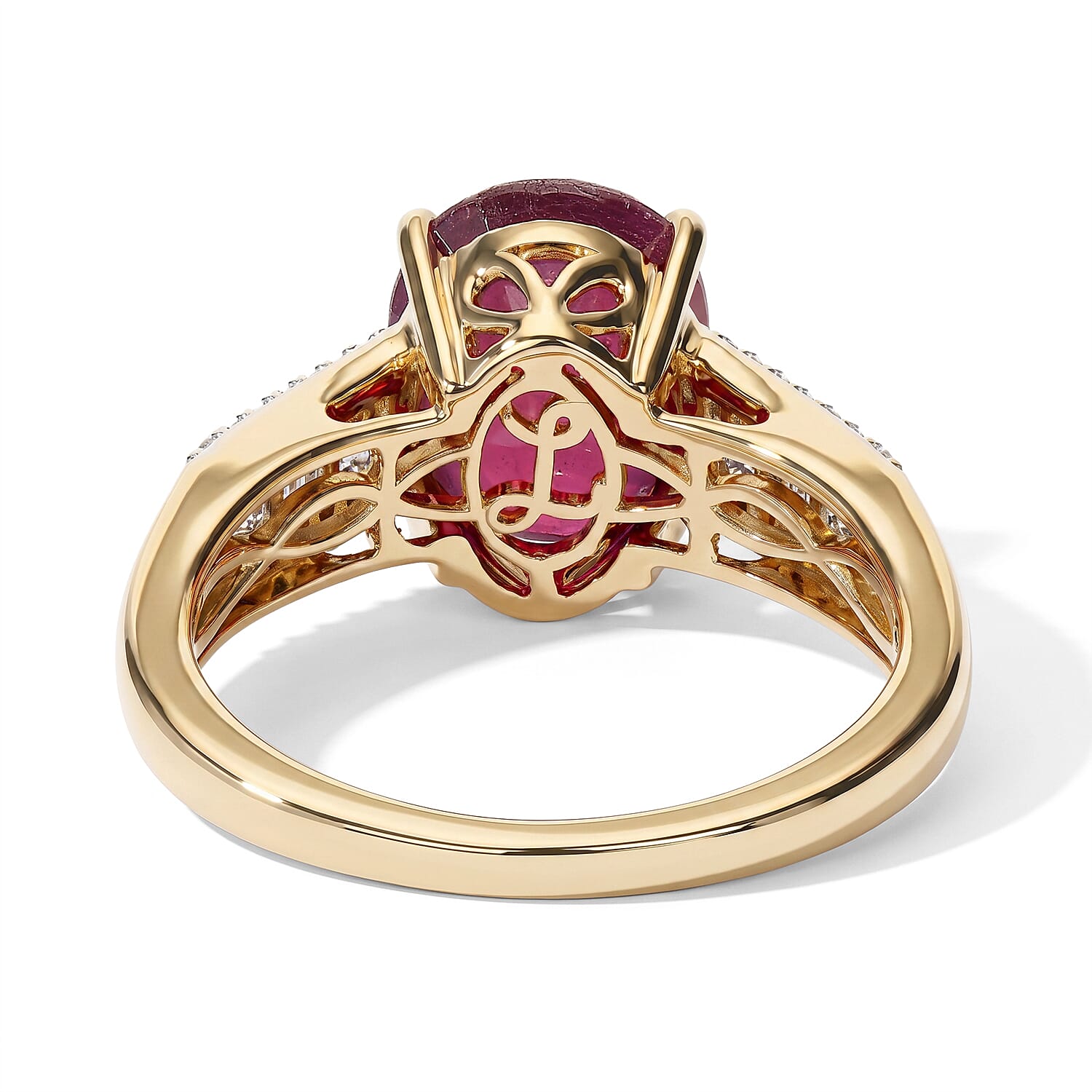 Luxoro AAA Niassa Ruby (FF) and Diamond I2 4.15 ctw The Crimson Heirloom Ring in 10K Yellow Gold (Size 6.0)