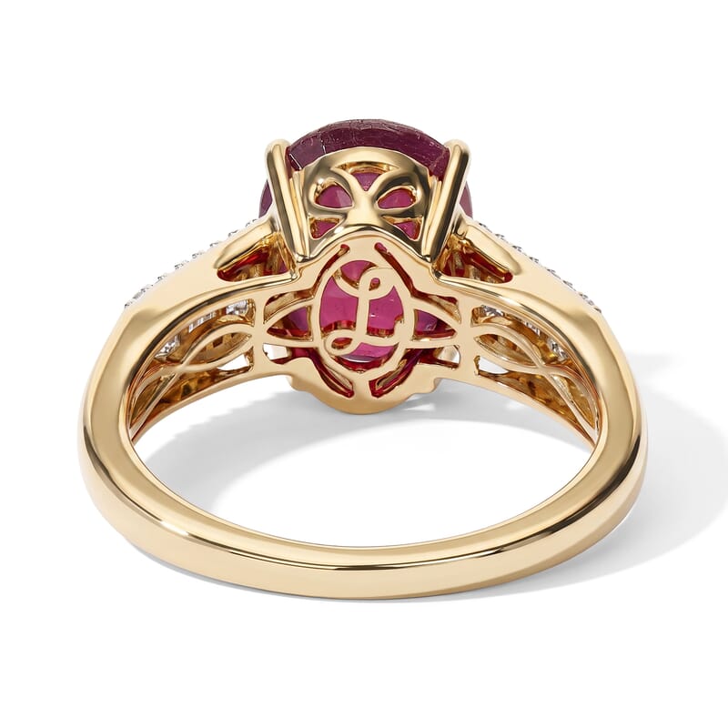 Luxoro AAA Niassa Ruby (FF) and Diamond I2 4.15 ctw The Crimson Heirloom Ring in 10K Yellow Gold (Size 6.0)