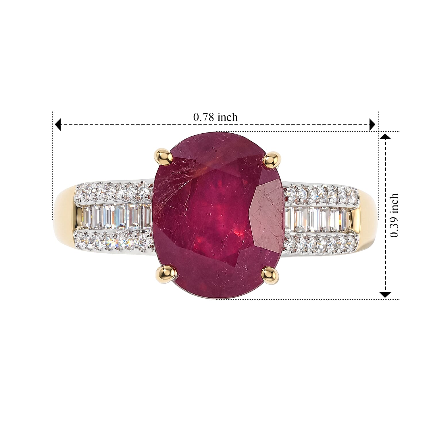 Luxoro AAA Niassa Ruby (FF) and Diamond I2 4.15 ctw The Crimson Heirloom Ring in 10K Yellow Gold (Size 6.0)