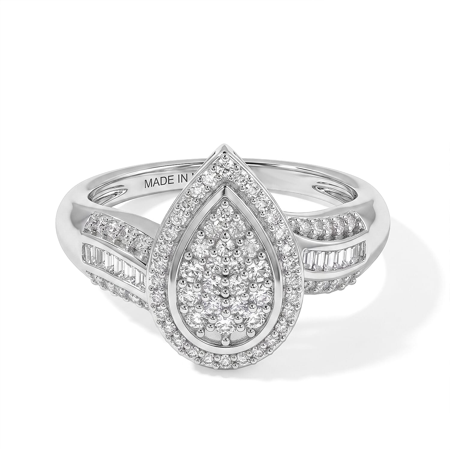 D'Joy Diamond 0.50 ctw Ring in Rhodium Over Sterling Silver (Size 6.0)