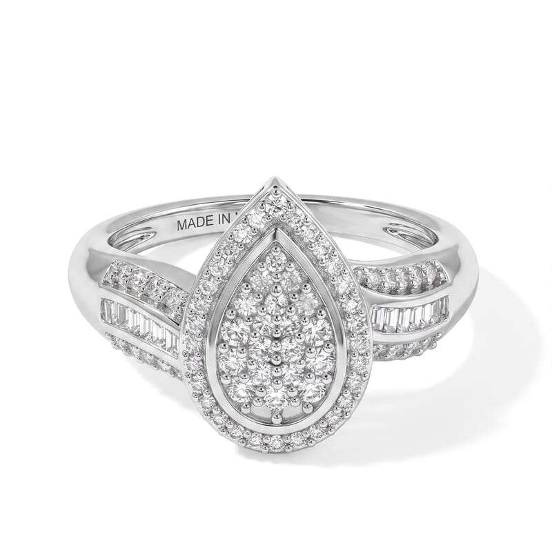 D'Joy Diamond 0.50 ctw Ring in Rhodium Over Sterling Silver (Size 6.0)