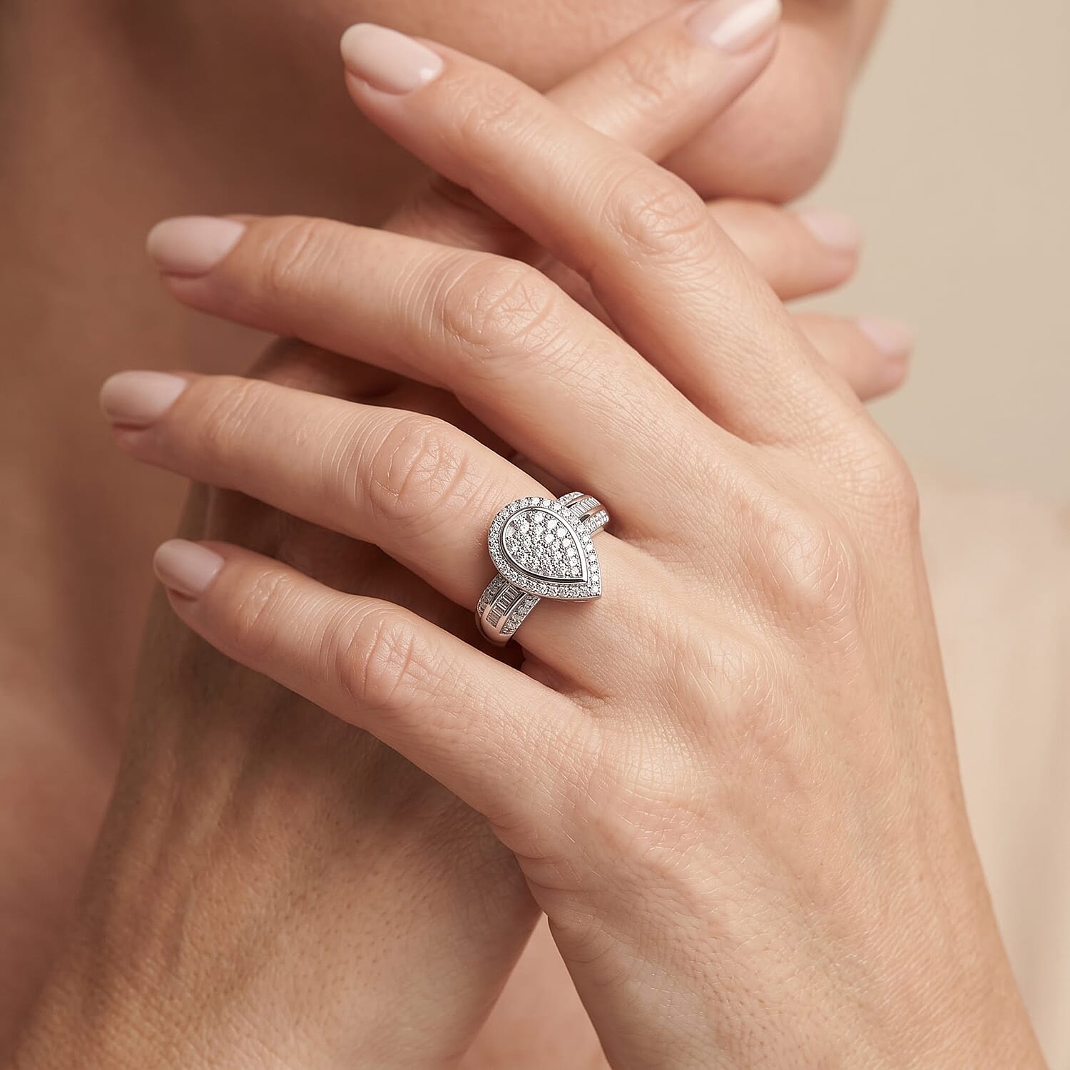 D'Joy Diamond 0.50 ctw Ring in Rhodium Over Sterling Silver (Size 6.0)