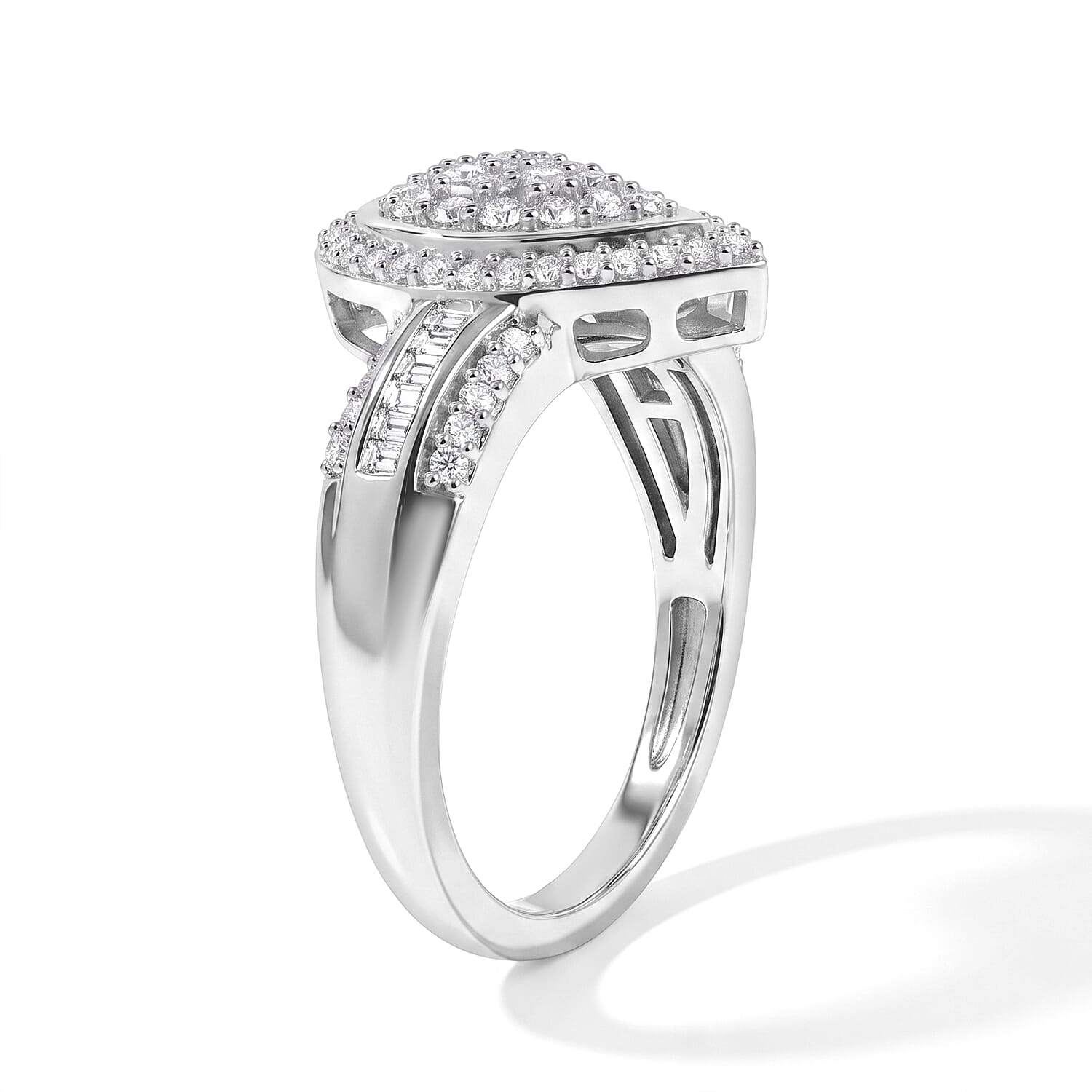 D'Joy Diamond 0.50 ctw Ring in Rhodium Over Sterling Silver (Size 6.0)