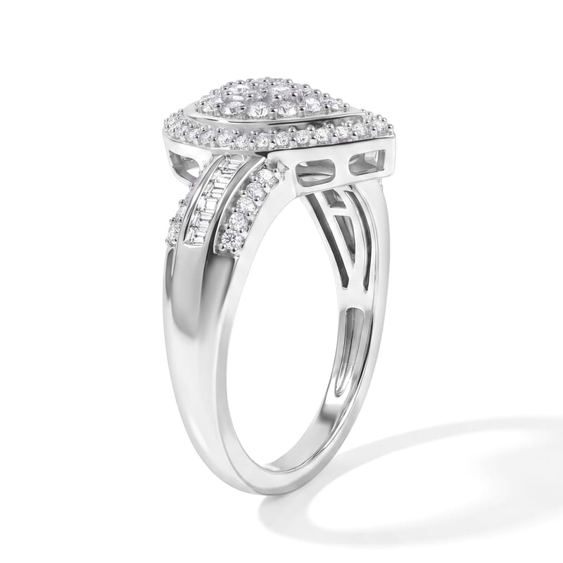 D'Joy Diamond 0.50 ctw Ring in Rhodium Over Sterling Silver (Size 6.0)