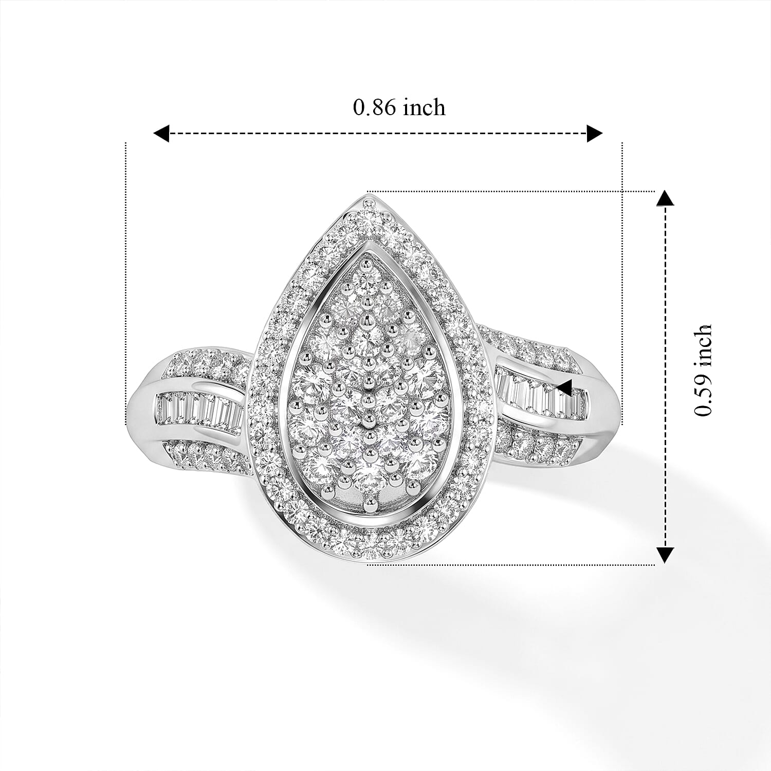 D'Joy Diamond 0.50 ctw Ring in Rhodium Over Sterling Silver (Size 6.0)
