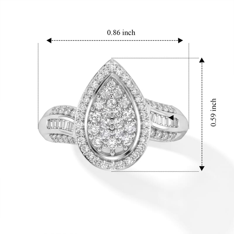 D'Joy Diamond 0.50 ctw Ring in Rhodium Over Sterling Silver (Size 6.0)