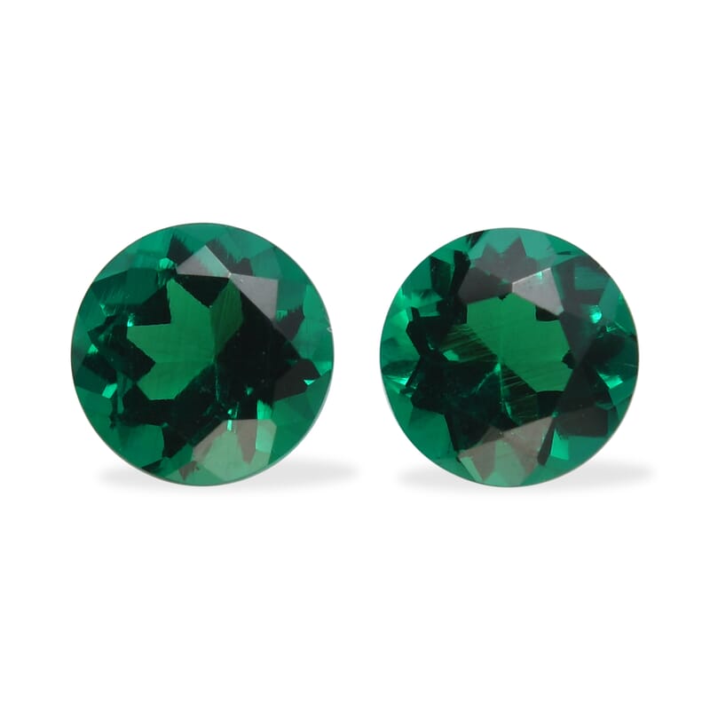 AAA Lab Grown Emerald Set of 2 (Rnd 5 mm) 0.60 ctw