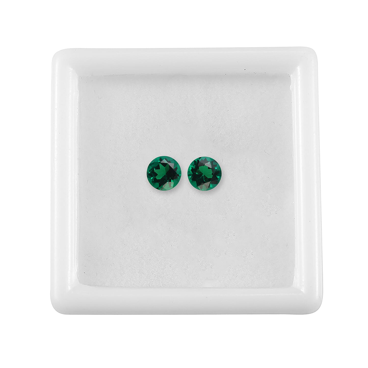 AAA Lab Grown Emerald Set of 2 (Rnd 5 mm) 0.60 ctw