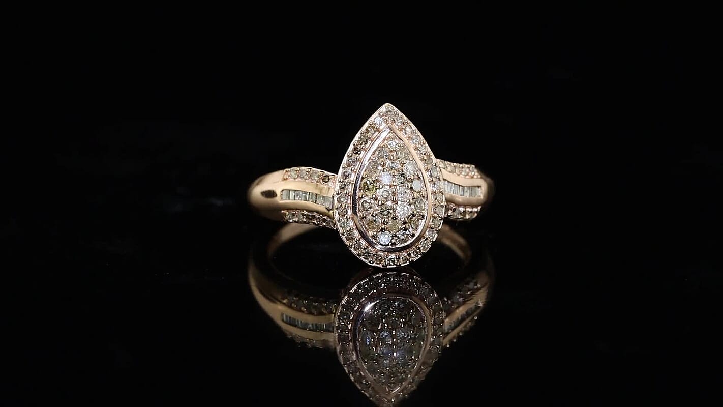 D''Joy Champagne Diamond 0.50 ctw Cluster Ring in 18K Vermeil Rose Gold Over Sterling Silver (Size 7.0)