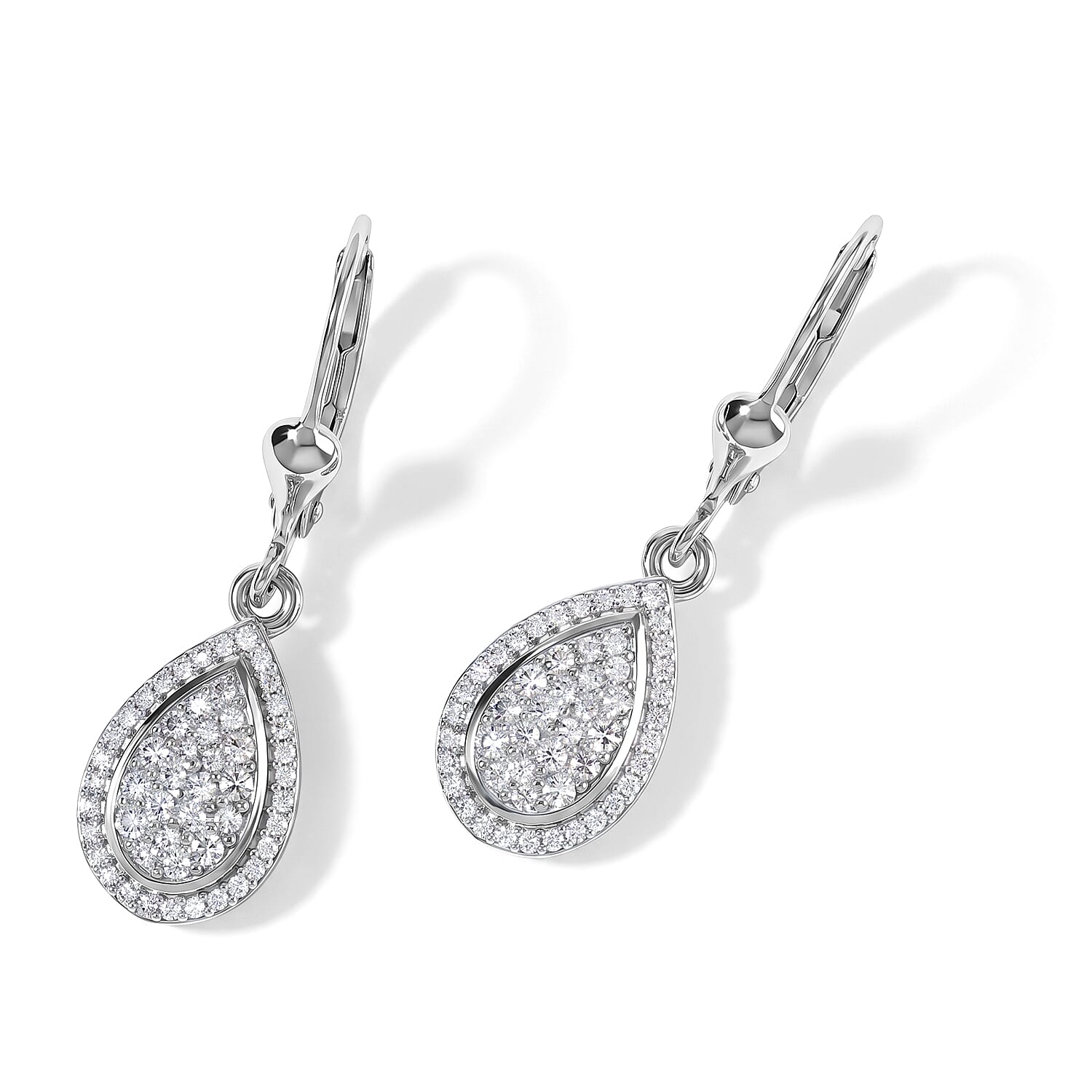 D'Joy Diamond 0.50 ctw Earrings in Rhodium Over Sterling Silver