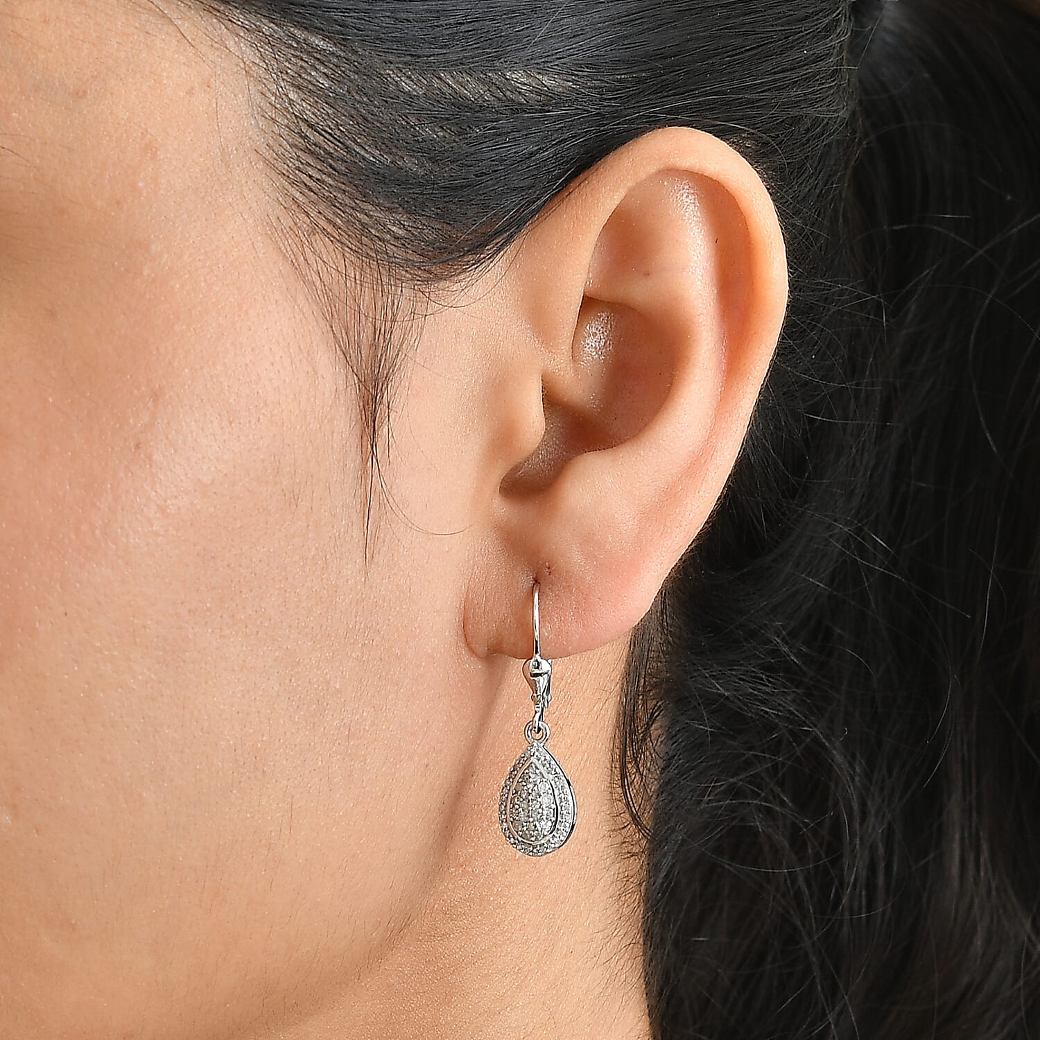 D'Joy Diamond 0.50 ctw Earrings in Rhodium Over Sterling Silver