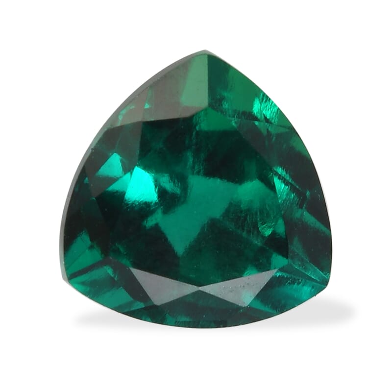AAA Lab Grown Emerald (Trl 7 mm) 0.97 ctw