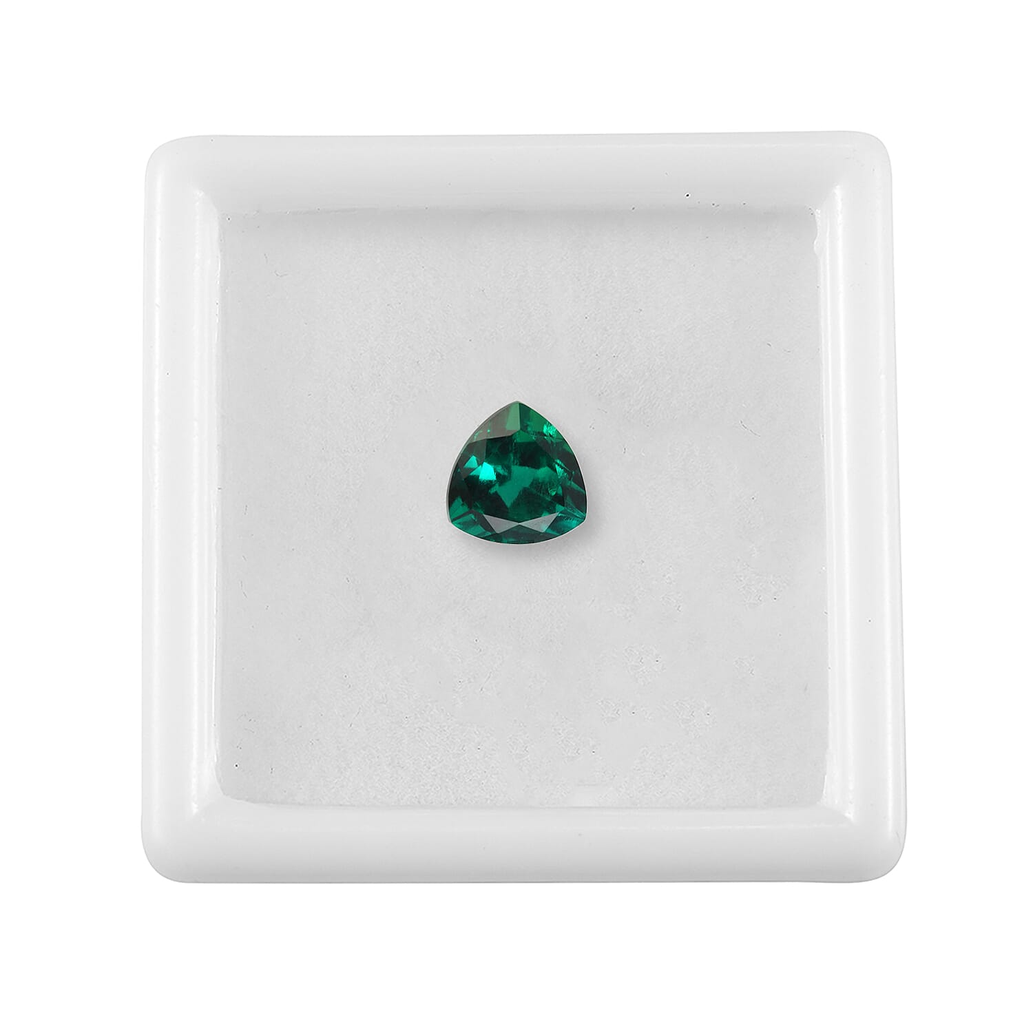 AAA Lab Grown Emerald (Trl 7 mm) 0.97 ctw